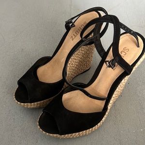 Schutz black espadrille wedge shoes 7.5